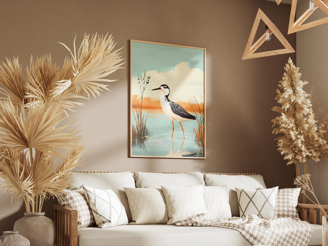 Greater Yellowlegs Wading in Shallow Water Wetland Bird Poster - Image 3