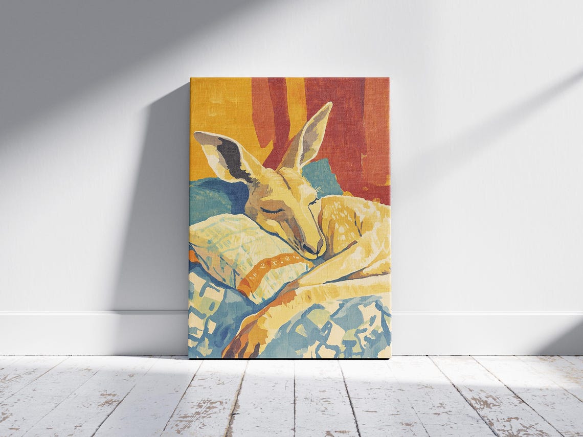 Matisse Inspired Kangaroo Art Print Cozy Sleeping Animal Wall Decor Abstract Fauvist Style Bedtime Nursery Unique Lover Gift - Image 2