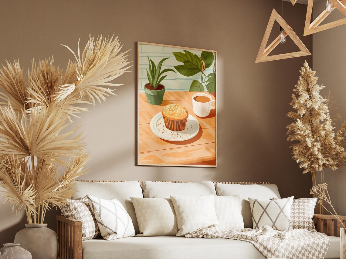Streusel Muffin Cup of Tea Wooden Table Morning Kitchen Poster - Image 3