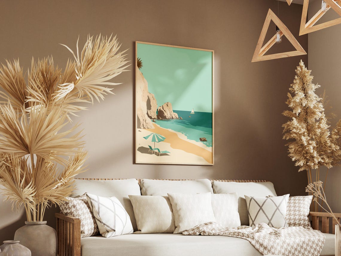 Horseshoe Bay Bermuda Beach Umbrella Cliffs Sailboat Travel Poster - Image 3