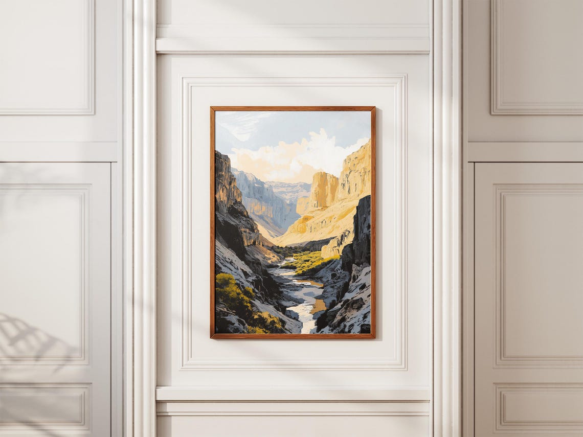 Rocky Canyon Valley With A Winding River Below Scenic Poster - Image 2