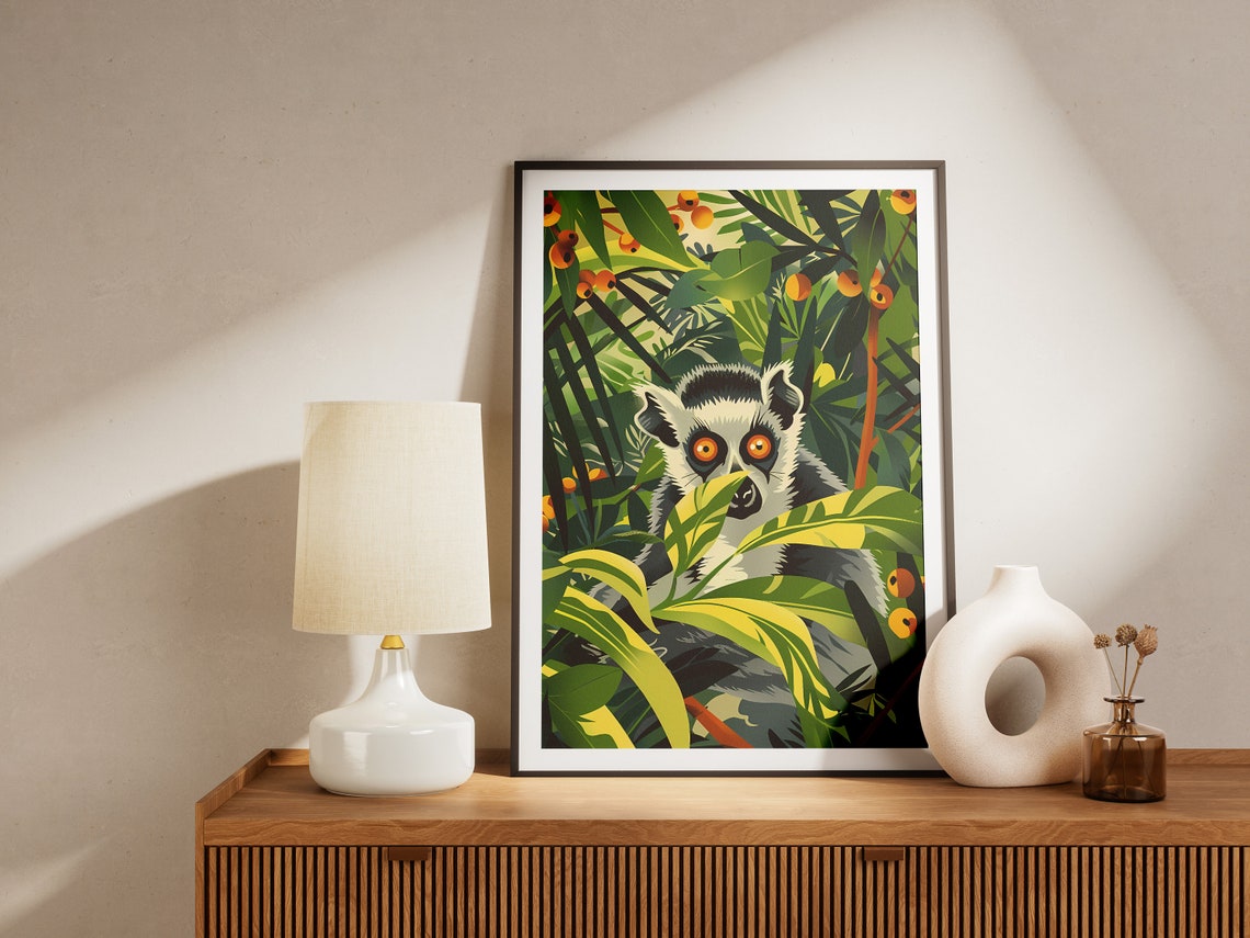 Jungle Lemur Poster Tropical Animal Print Nature Art Print Wall Decor - Image 2
