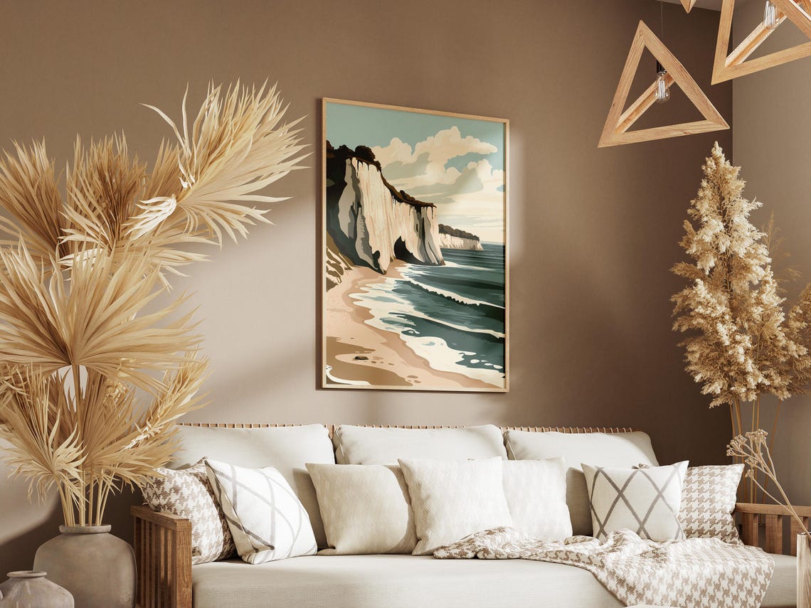 White Cliffs Beach Poster Coastal Chalk Rocks Ocean Wall Decor Gift - Image 3