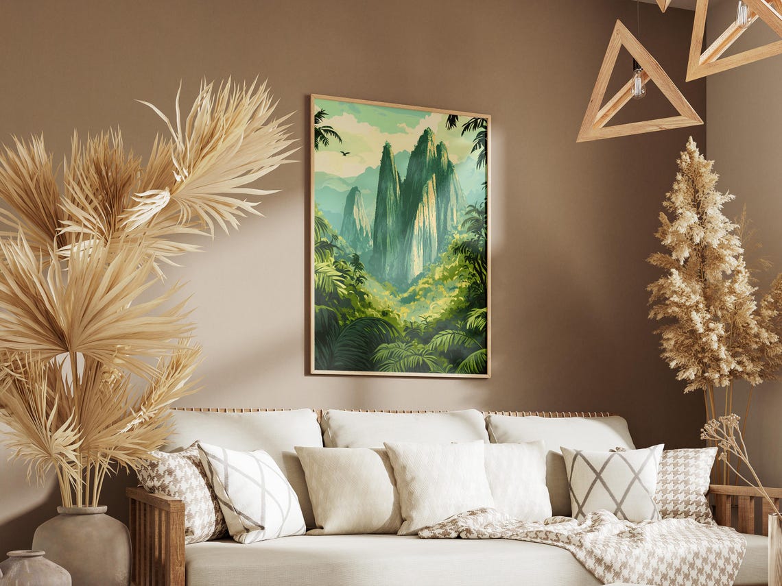Limestone Pinnacles Lush Jungle Mist Tropical Landscape Poster - Image 3