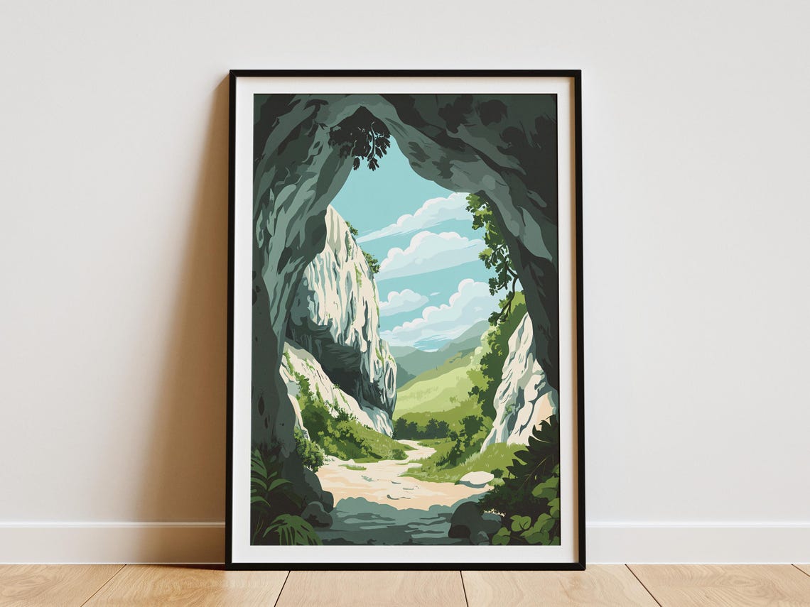 Cave Arch Valley Poster Dramatic Rock Landscape Wall Decor Gift Decor