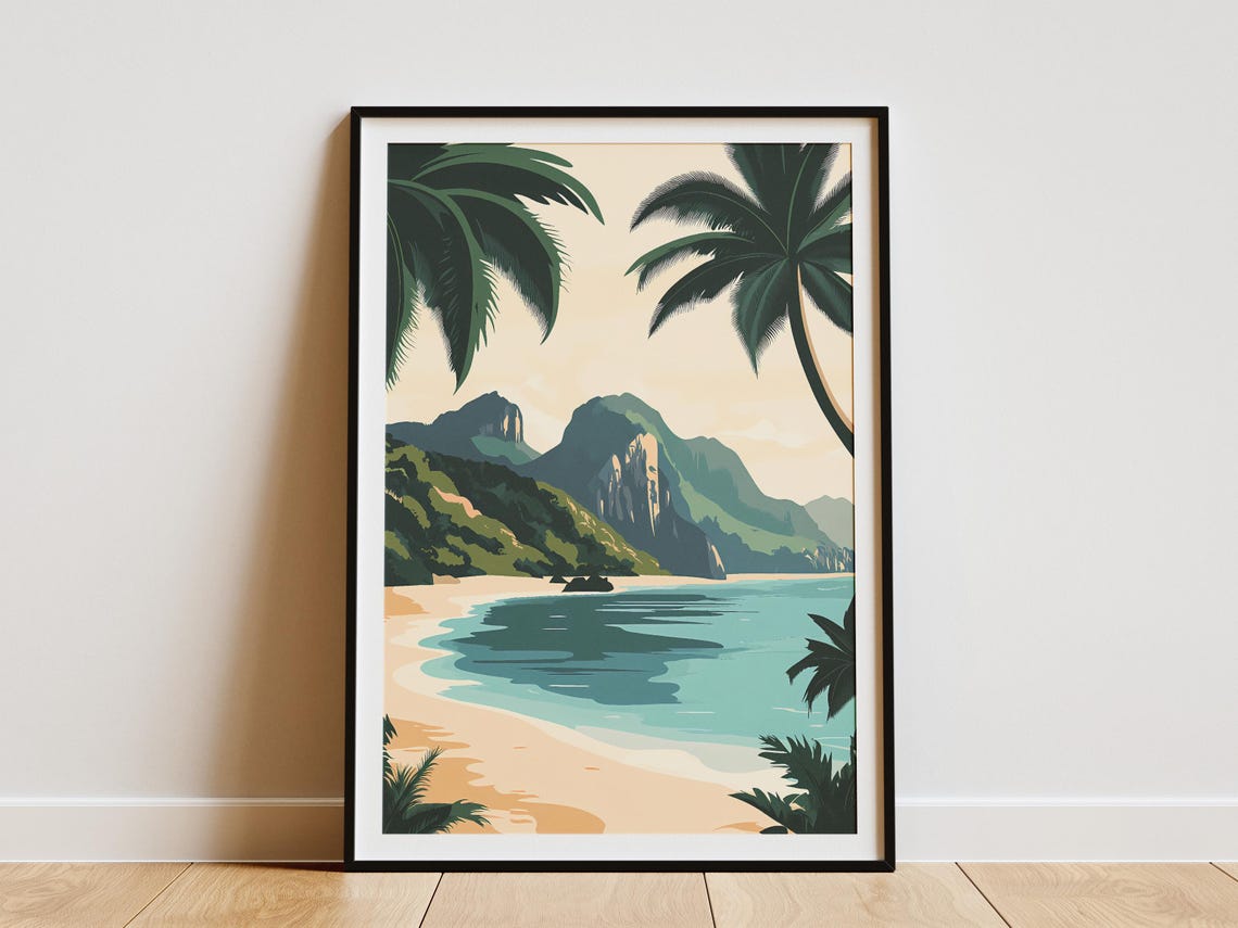 Ogasawara Islands Tropical Beach Palms Turquoise Bay Japan Poster