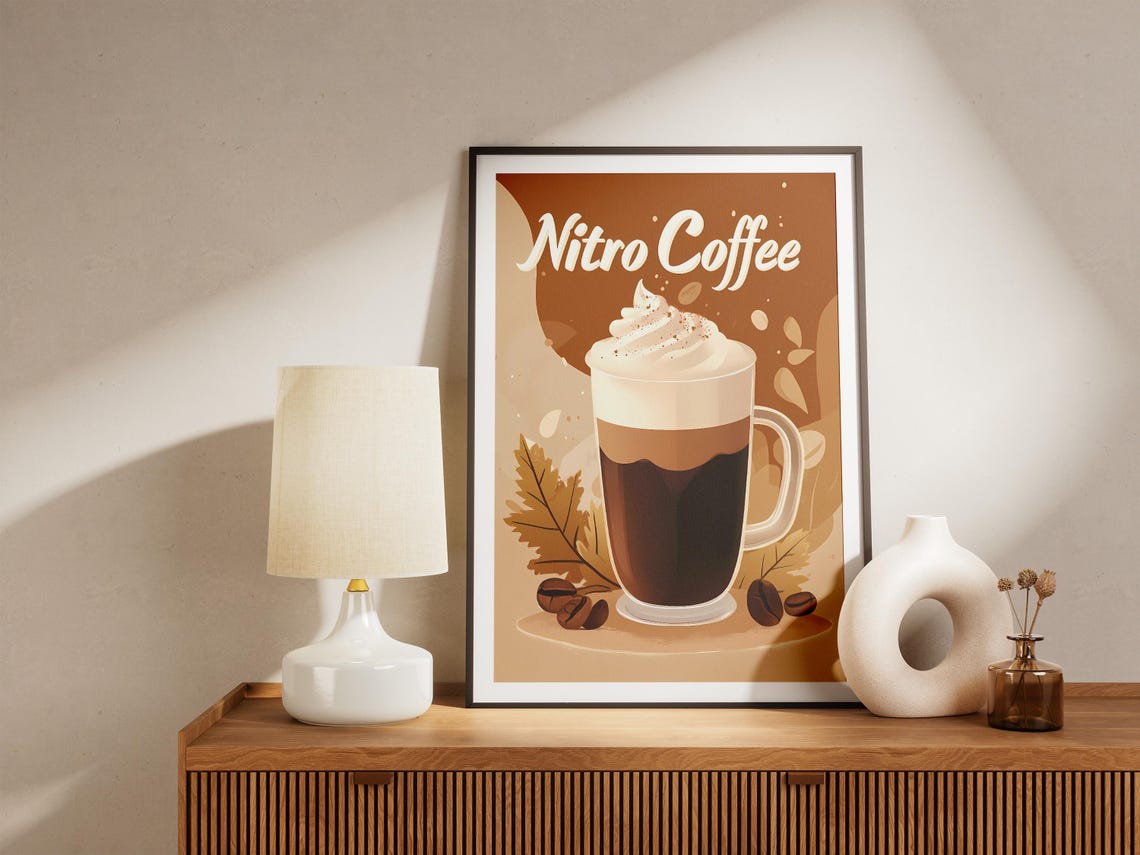 Nitro Coffee Whipped Cream Foamy Coffee Shop Drink Illustration Poster - Image 5