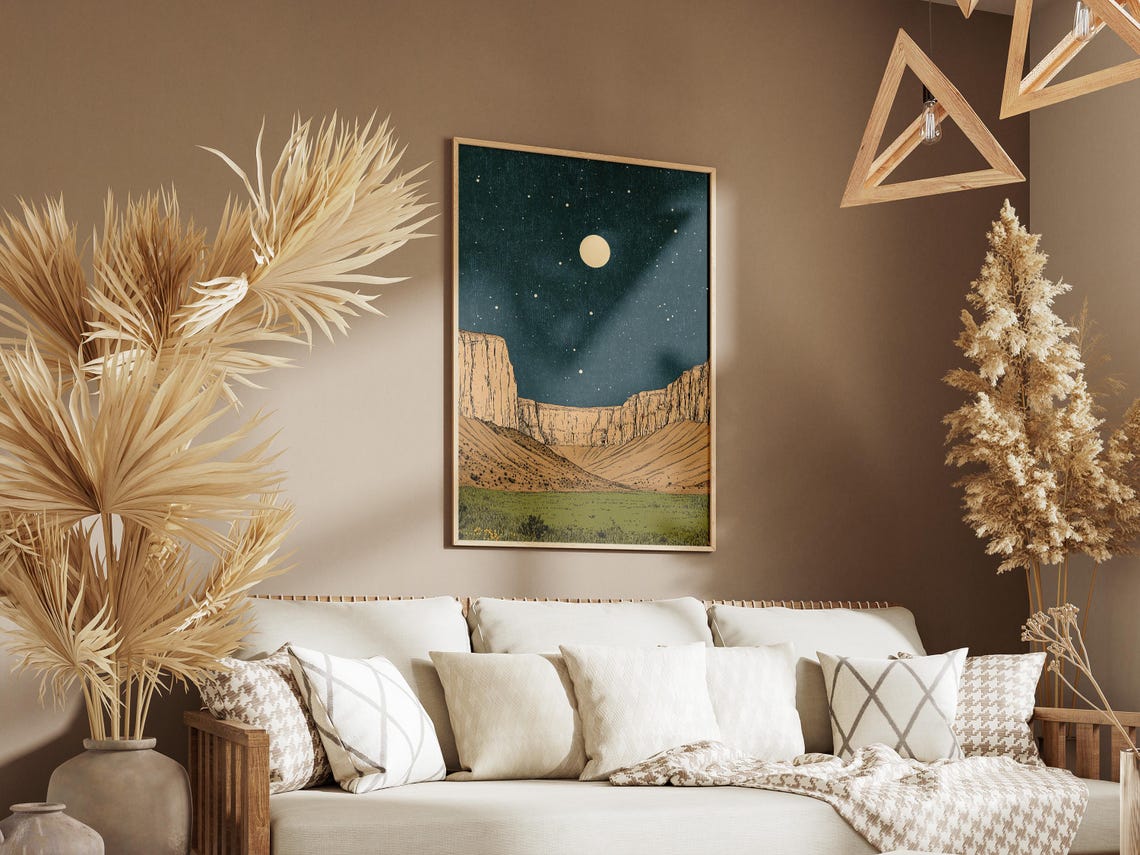 Guadalupe Mountains National Park Texas Moonlit Desert Poster - Image 3