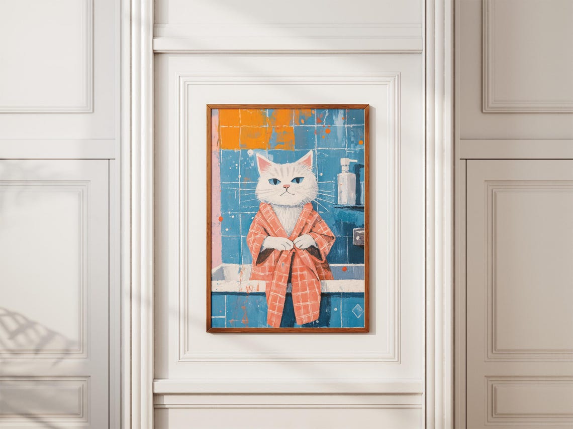 Ragdoll Cat Bathrobe Bathroom Art Print Matisse Style Funny Lover Gift Quirky Home Decor Animal Wall Cute Poster - Image 2