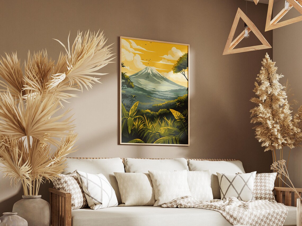 Virunga National Park Congo Africa Poster Tropical Landscape Print African Safari Art Vintage Travel Poster Nature Wall Art Jungle Mountain - Image 3