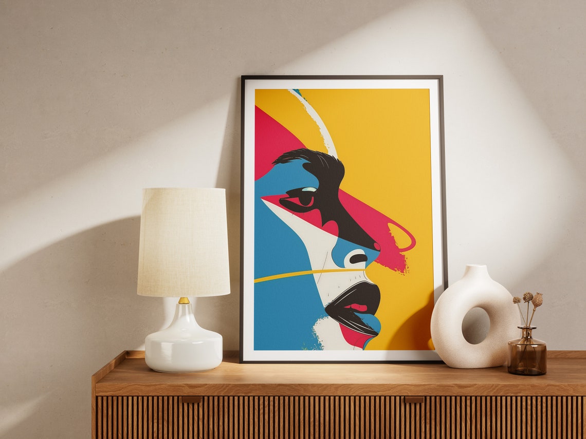 Bold Abstract Face In Profile Colorful Modern Portrait Art Poster - Image 2
