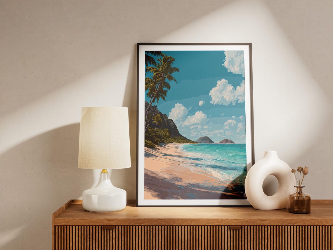 Island Tropical Beach Palm Trees Turquoise Water Travel Poster - Image 4