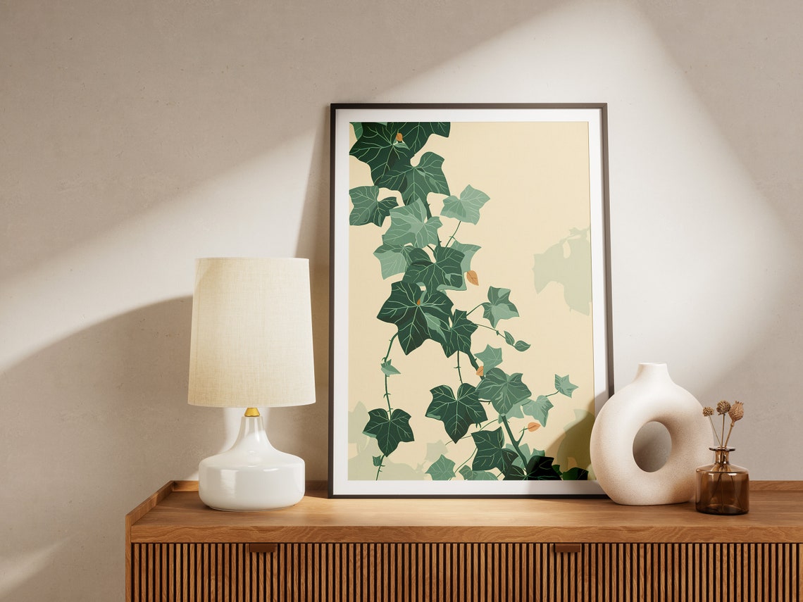 English Ivy Trailing Leaves Botanical Illustration Art Poster - Image 2