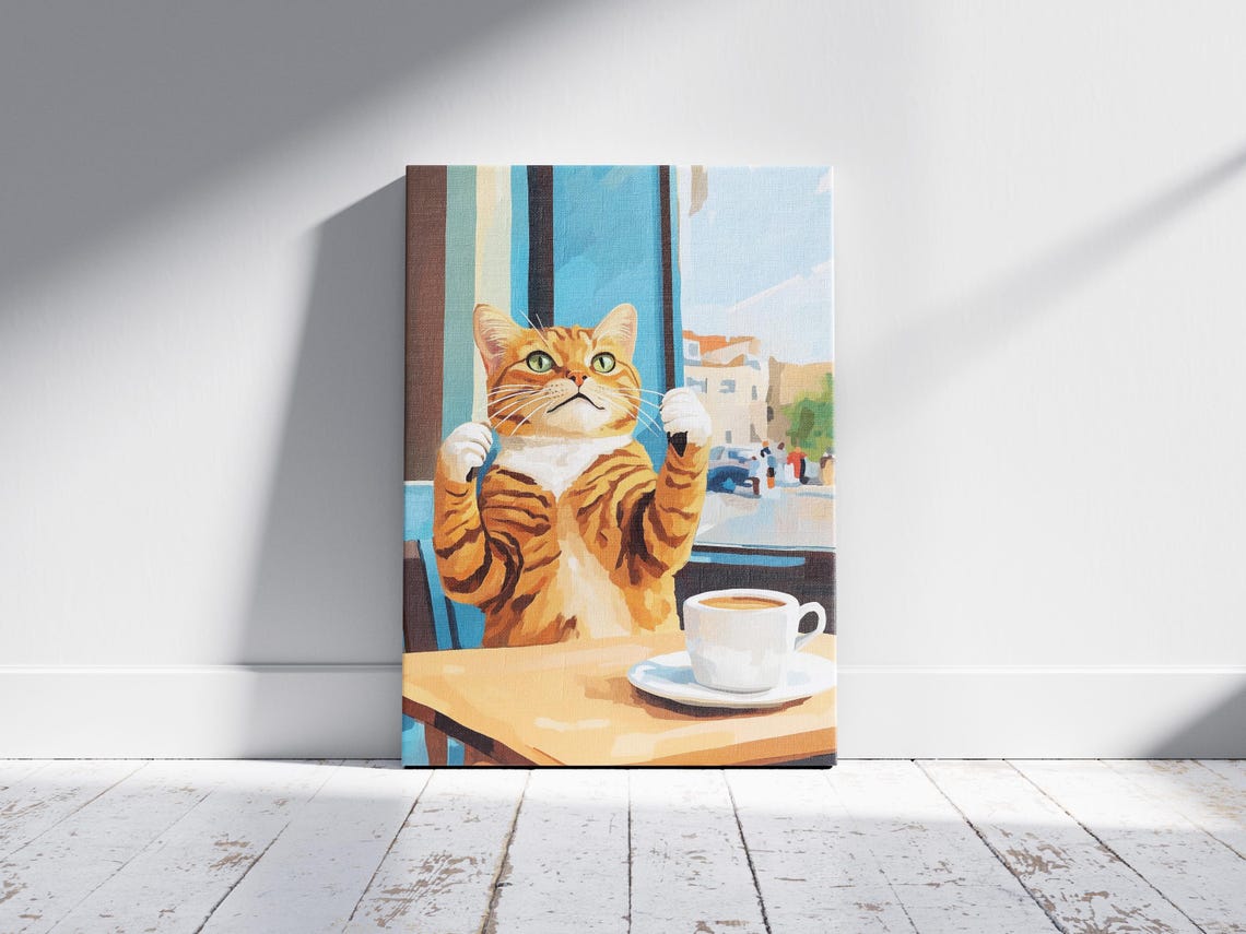 Surprised Orange Tabby Standing on Hind Legs with Paws Up Poster - Image 2