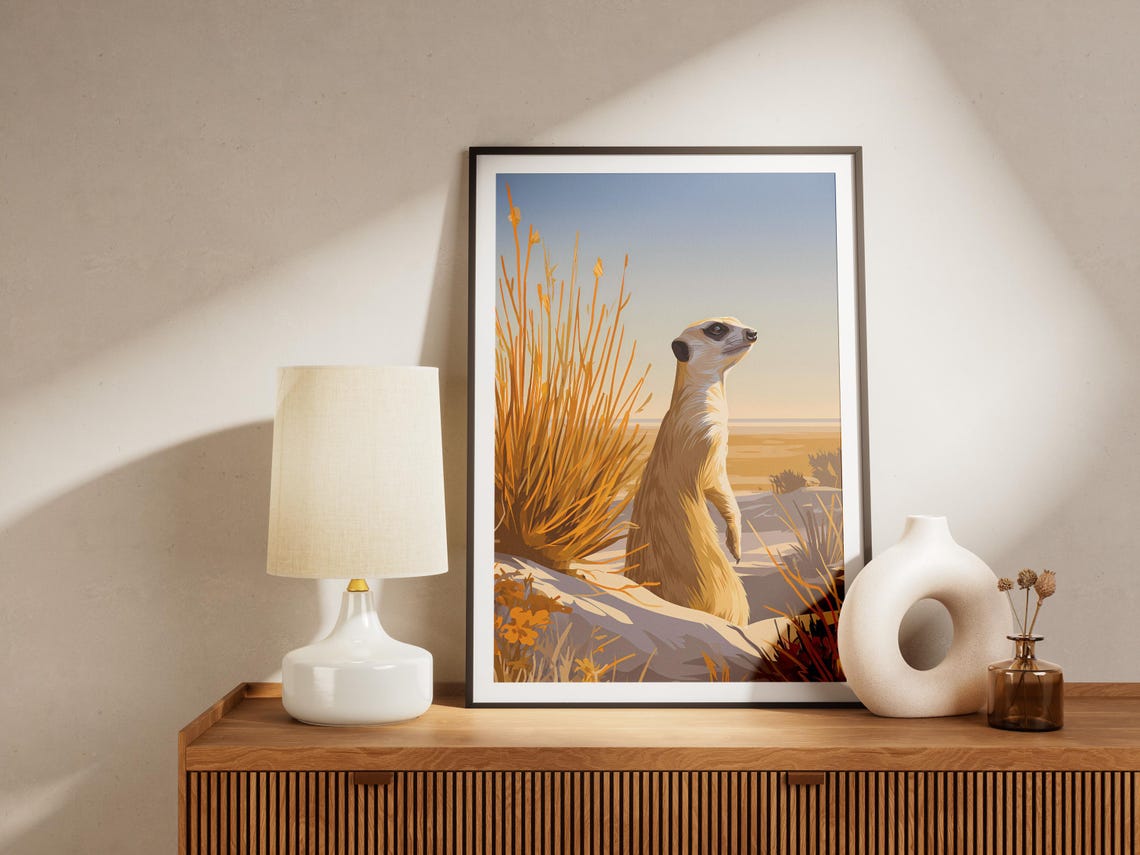 Majestic Meerkat Desert Lookout Print African Wildlife Art Poster Safari Animal Wall Decor Nature Travel Inspired Home Burrow Alert - Image 4