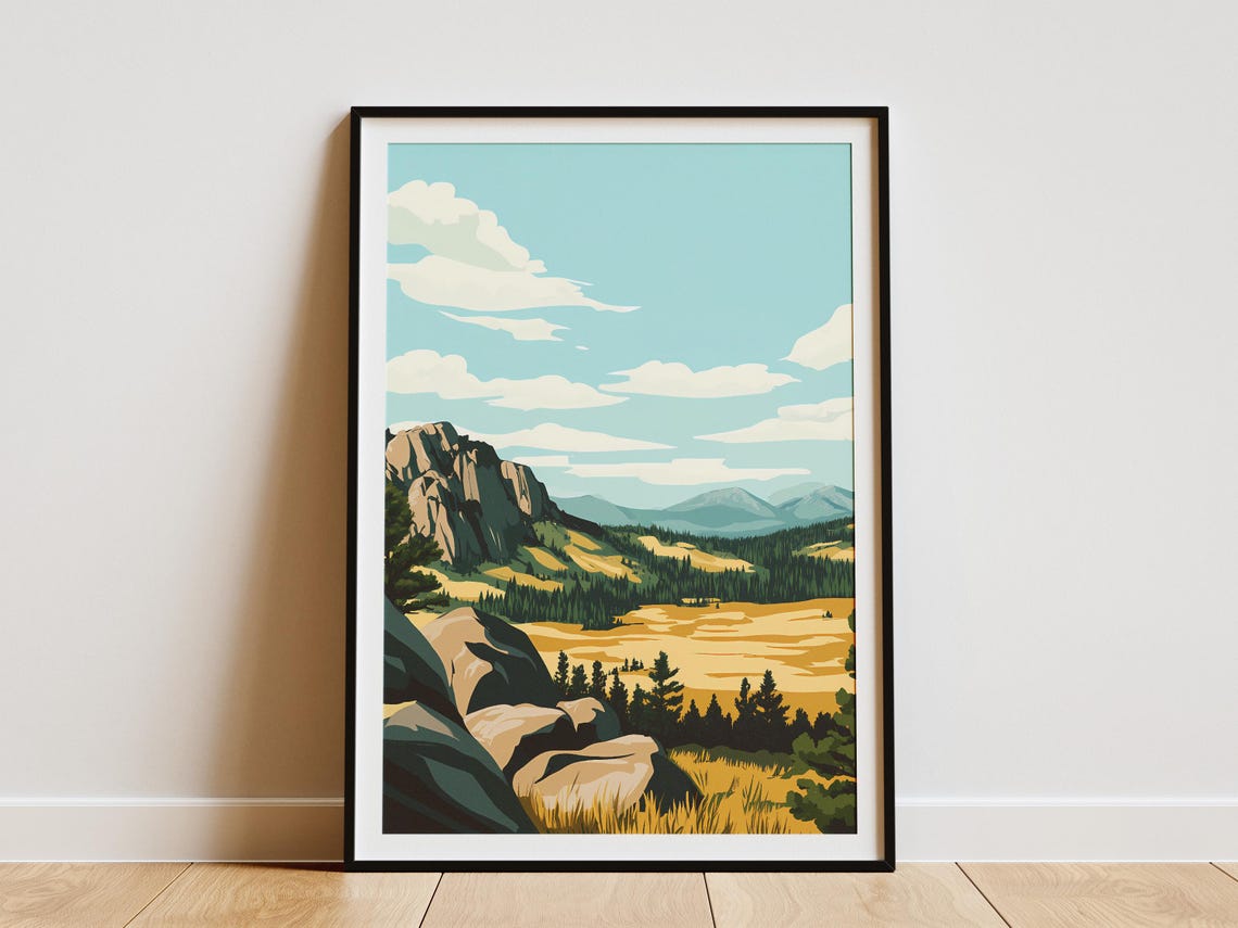 Ubsunur Hollow Mongolia Golden Steppe Rocky Outcrop View Poster