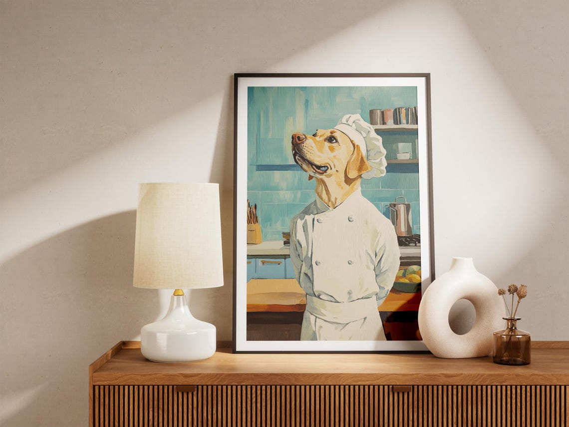 Dog Chef Art Print Kitchen Decor Labrador Retriever Poster Canine Cooking Funny Lover Gift - Image 4