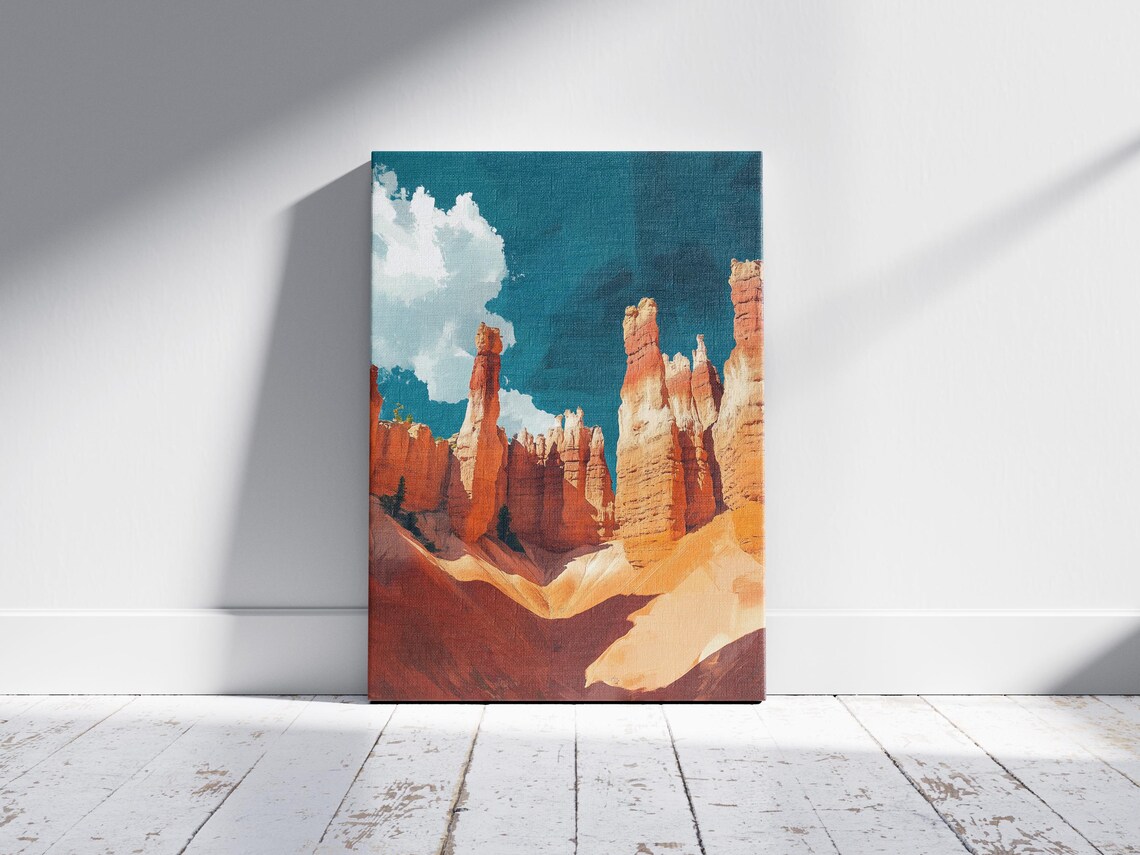 Bryce Canyon National Park Utah Orange Hoodoos Desert Travel Art Poster - Image 2