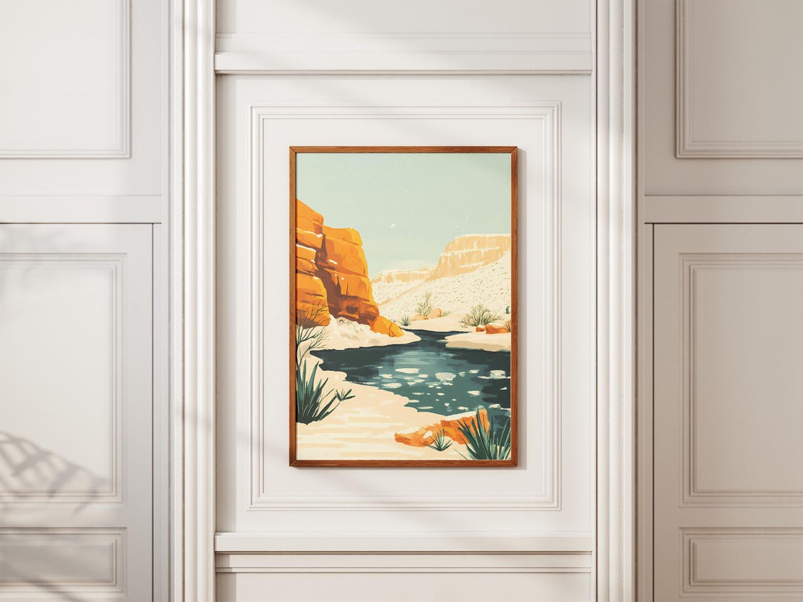 Desert Canyon River with Red Cliffs and Turquoise Water Poster - Image 2