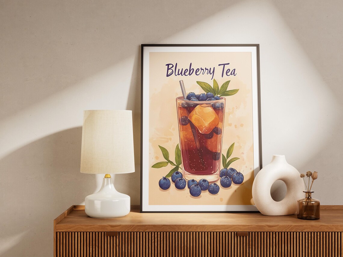 Blueberry Iced Tea Flat Illustration Art Print - Image 5