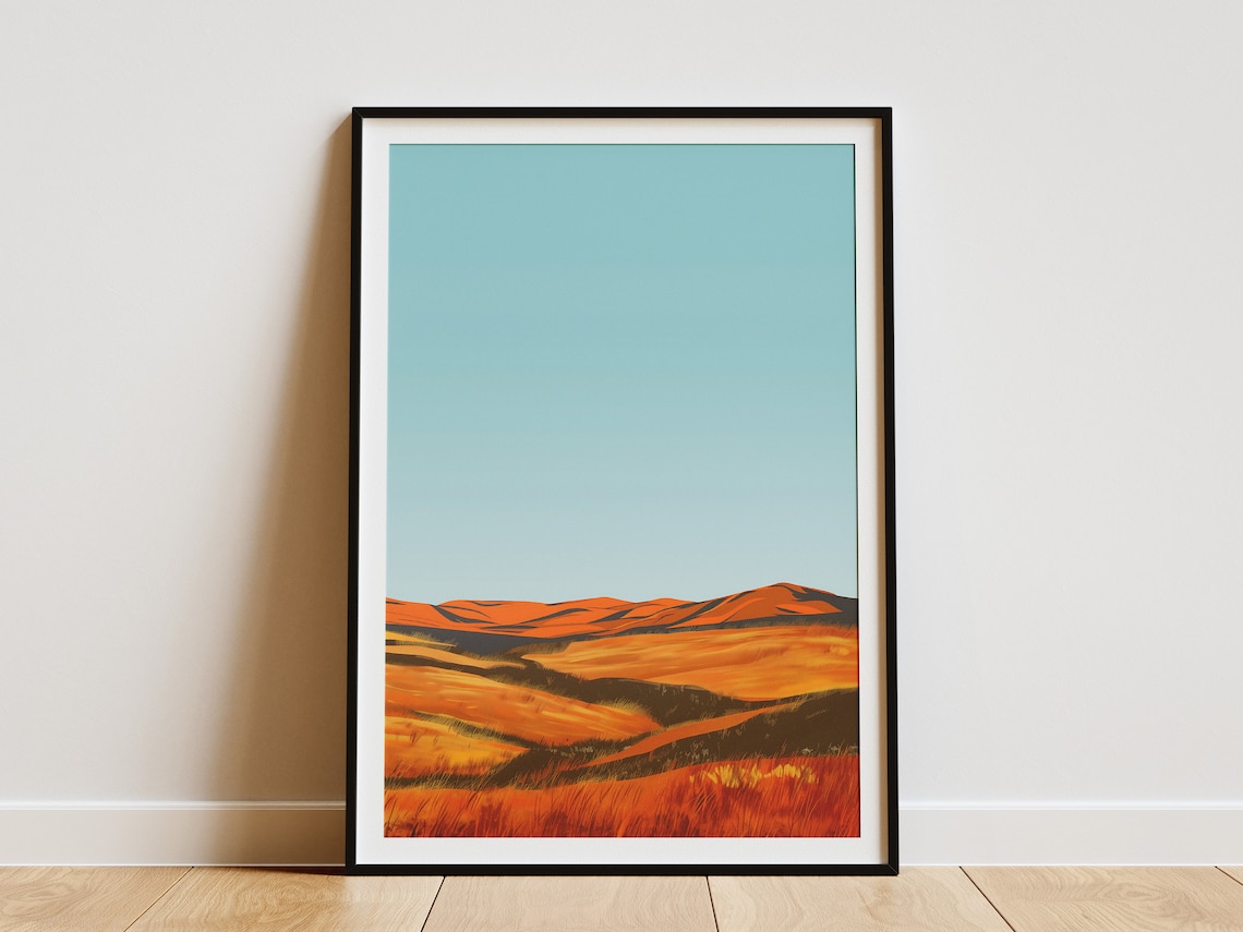 Nebraska Sandhills Mid-Century Modern Travel Poster