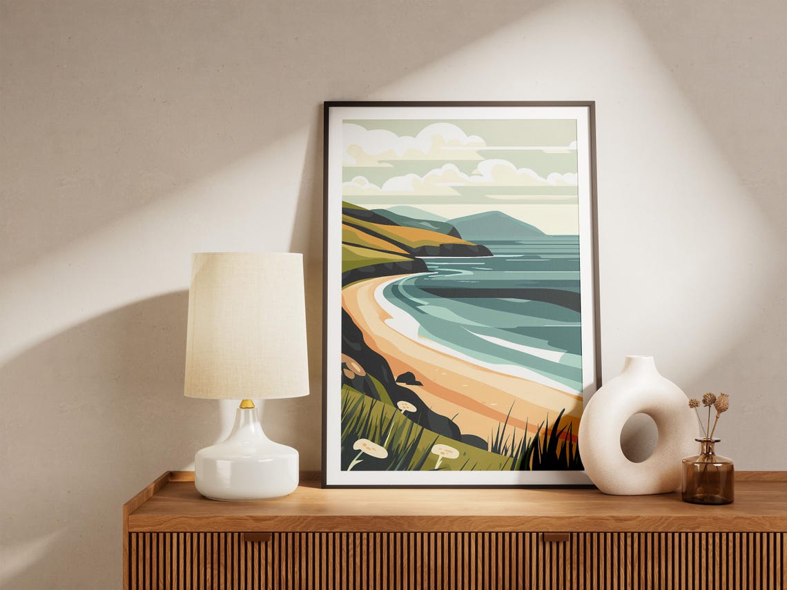 Ireland Dingle Peninsula Coastal Beach Illustration Art Poster - Image 5