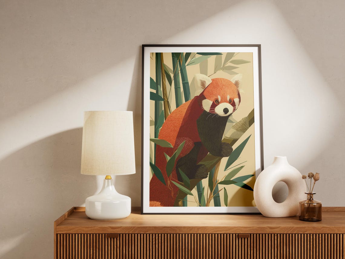 Red Panda Climbing Through Bamboo Forest Cute Wildlife Poster - Image 4
