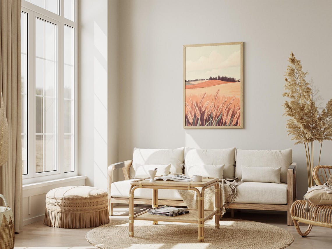 Golden Wheat Field at Harvest with Warm Orange Horizon Poster - Image 4