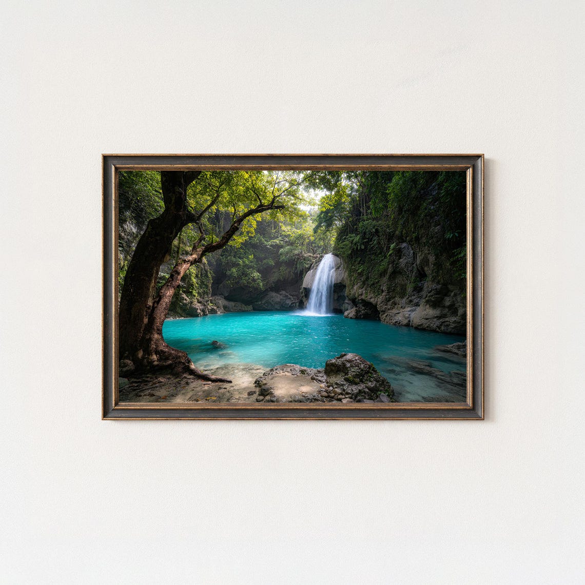 Turquoise Lagoon Waterfall Lush Jungle Tropical Paradise Poster