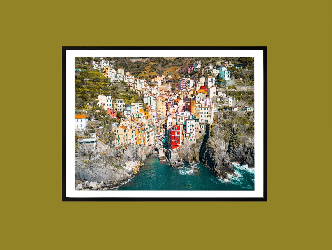 Colorful Riomaggiore Cinque Terre Coastal Italy Village Art Poster