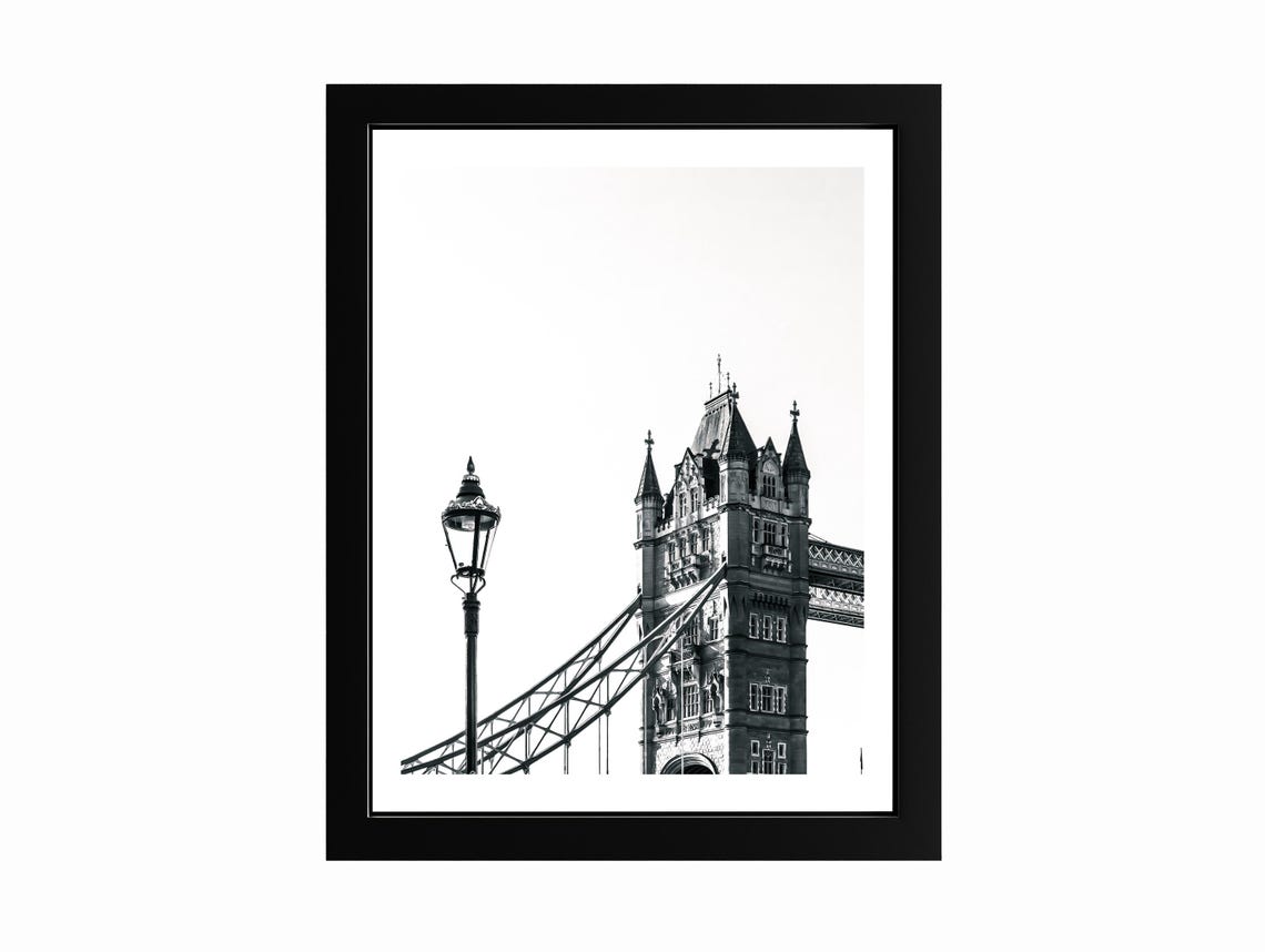 Tower Bridge London Minimalist Tower Lamp Black White Photo Poster