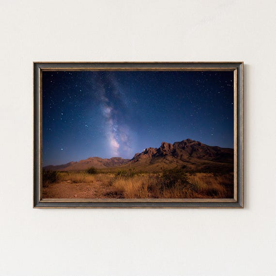 Milky Way Rising Over Big Bend Desert Landscape Print