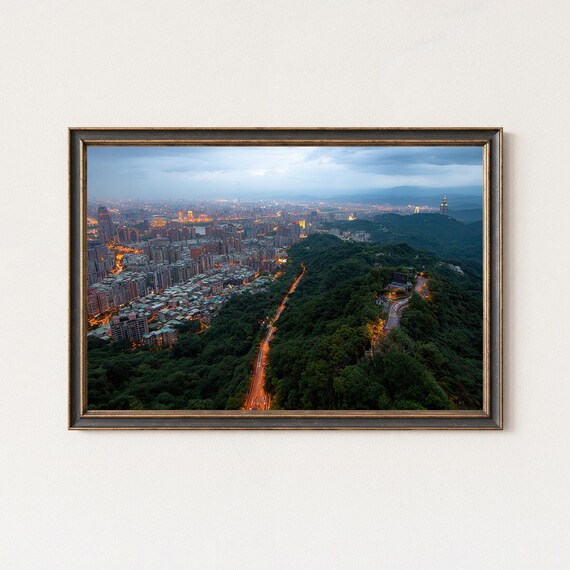 Taipei Skyline Print Elephant Mountain Night Cityscape Art