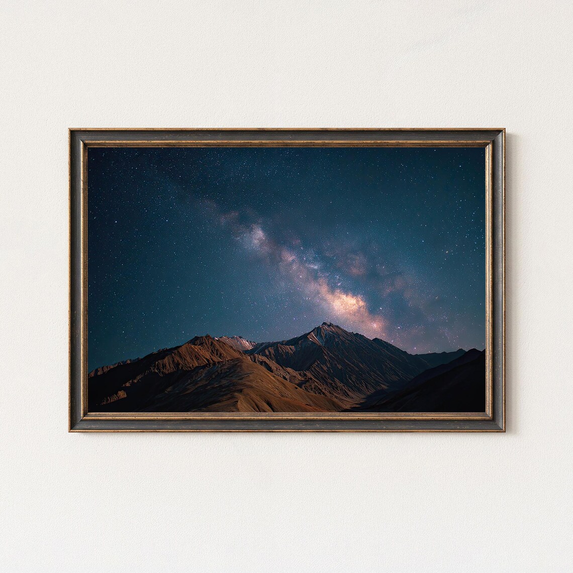 Milky Way Galaxy Over Rugged Mountain Peaks Night Sky Poster