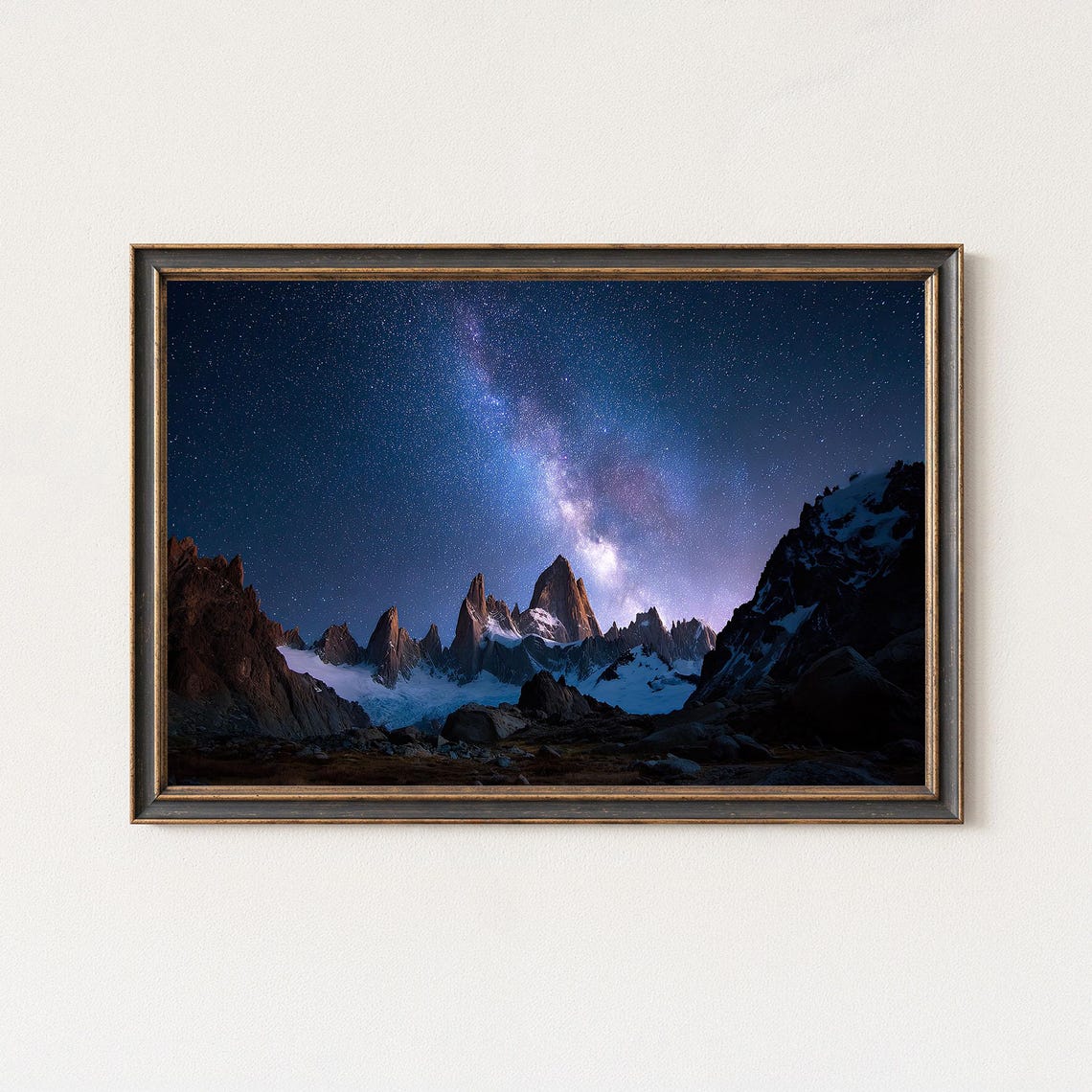 Milky Way Photography Over Peaks Fitz Roy Night Sky Wall Art Print