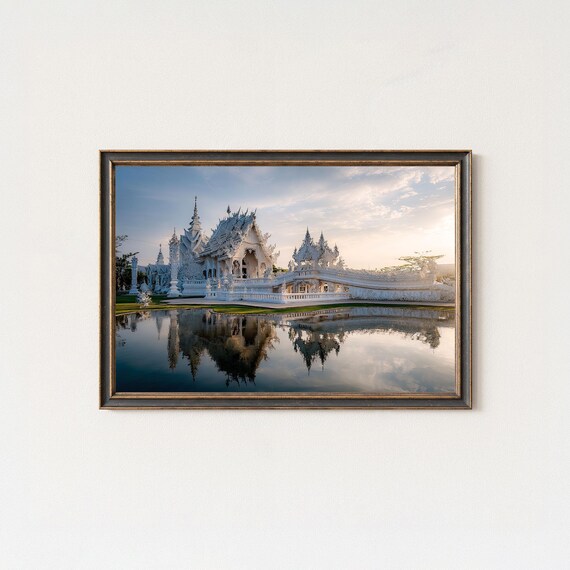 Chiang Rai White Temple Mirror Reflection Thailand Art Poster