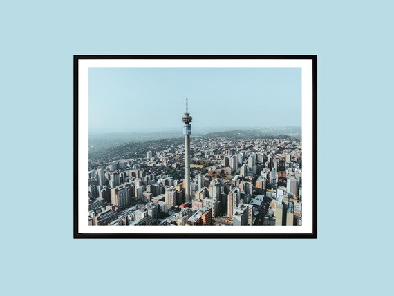 Johannesburg Skyline Hillbrow Tower Aerial City Photo Poster