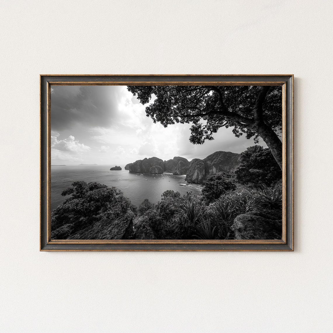 Phi Islands Black And White Tropical Seascape Photography