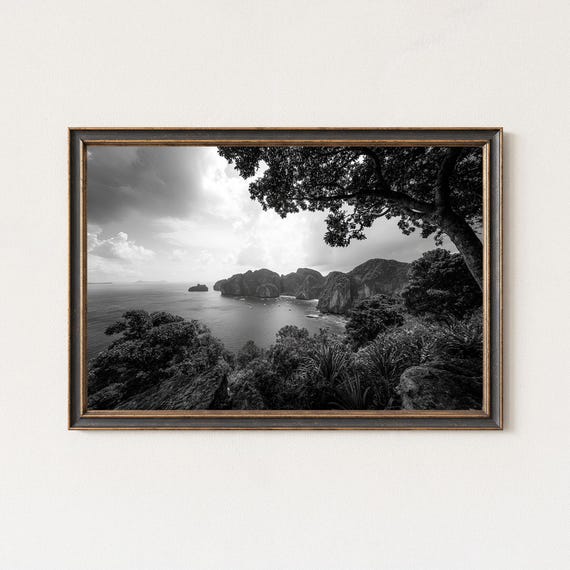 Phi Islands Black And White Tropical Seascape Photography