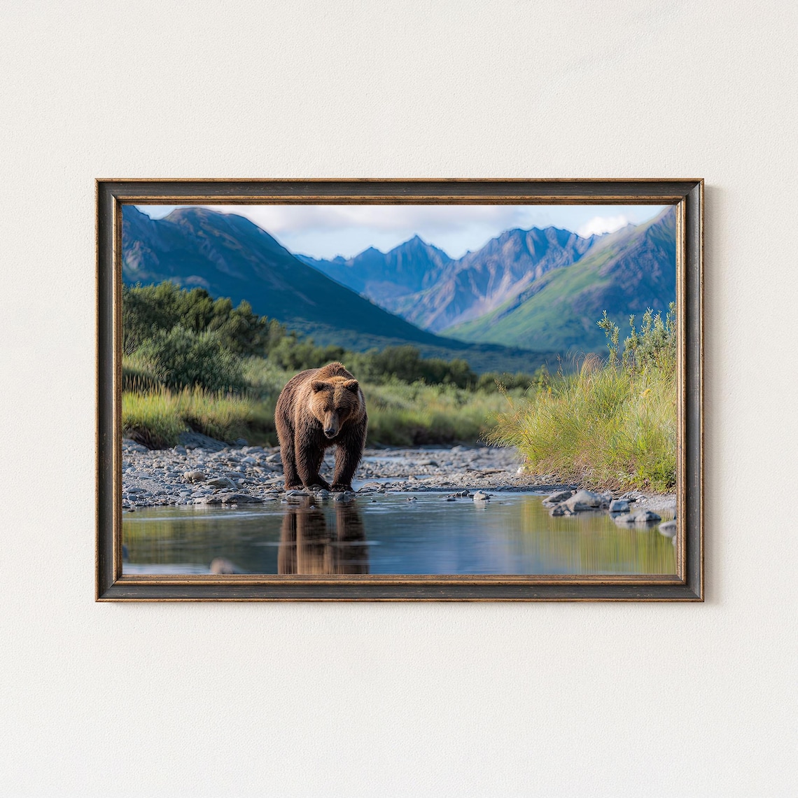 Brown Bear Wildlife Photography Print Alaska Mountain Landscape Art
