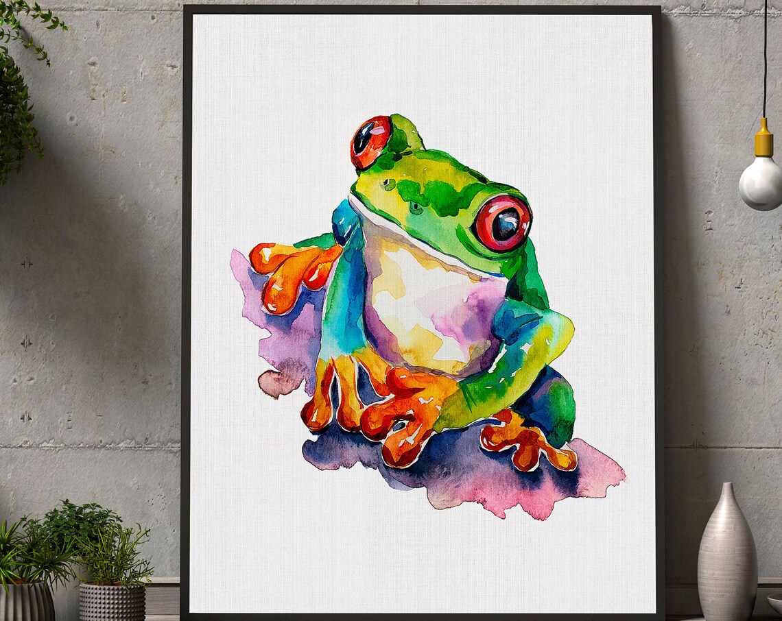 Watercolor Tree Frog Art Print, Nursery Wall Art