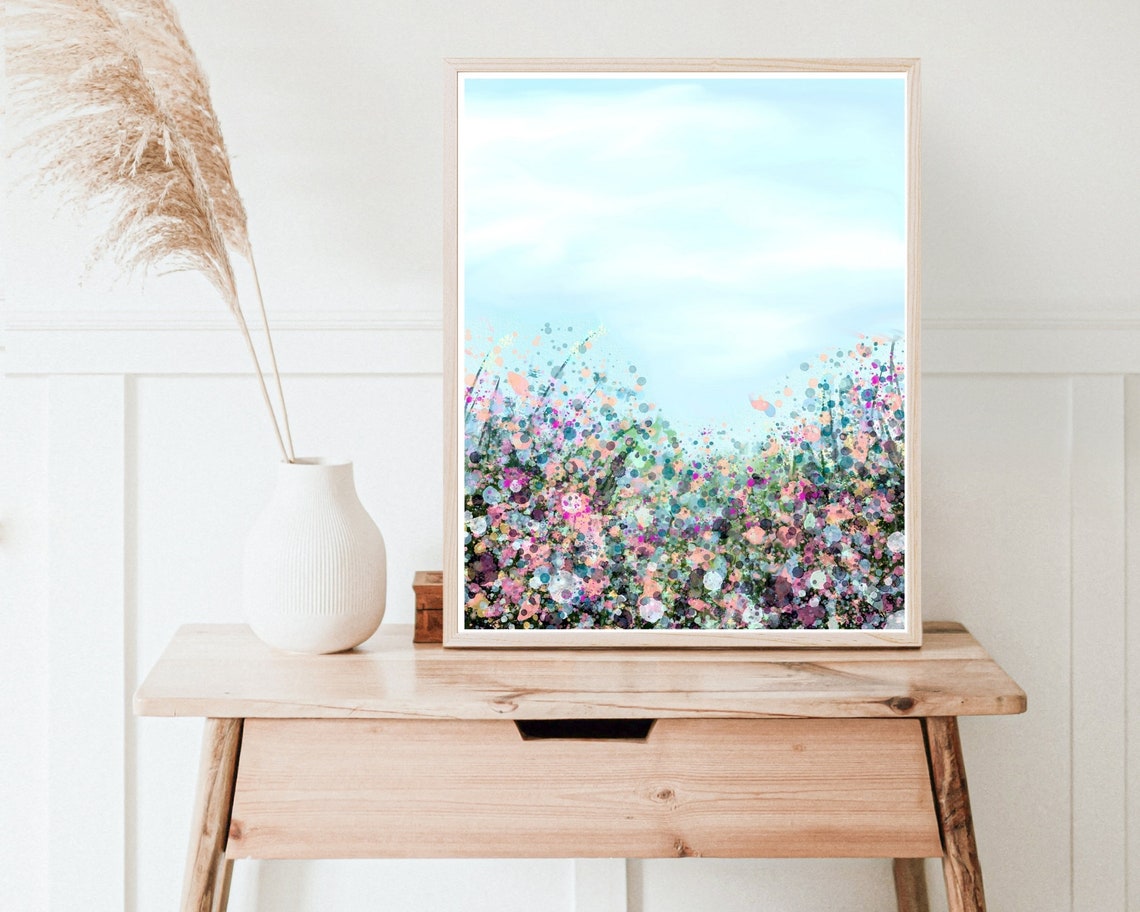 Colorful Wildflower Meadow Abstract Blooming Floral Art Poster