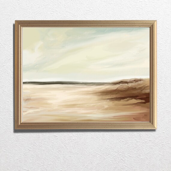 Minimalist Beige Ocean Horizon Abstract Modern Seascape Art Poster