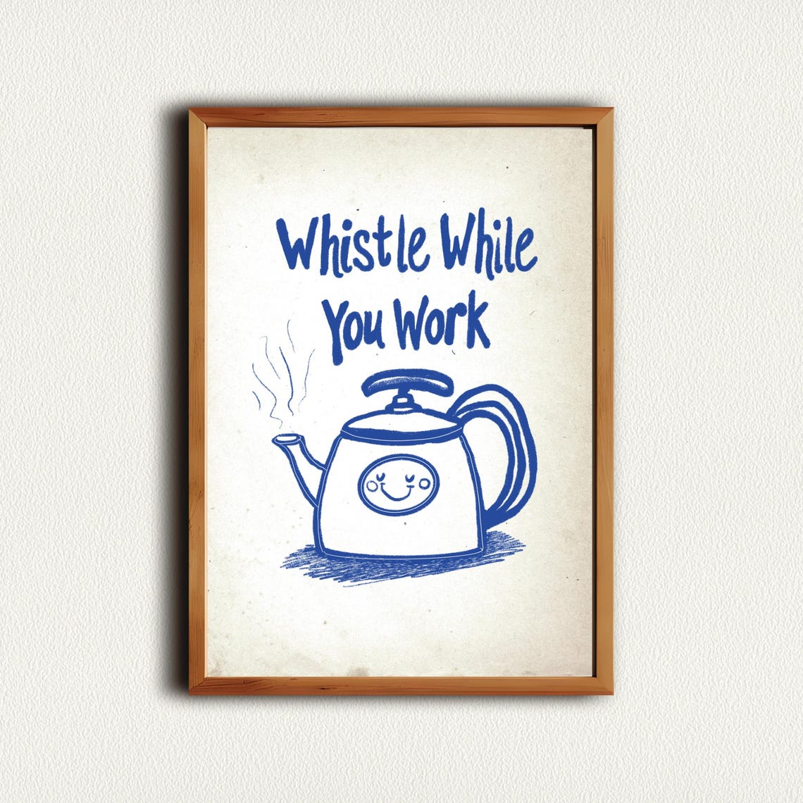 Whistle While You Work Smiling Steaming Teapot Kitchen Quote Poster - Image 4