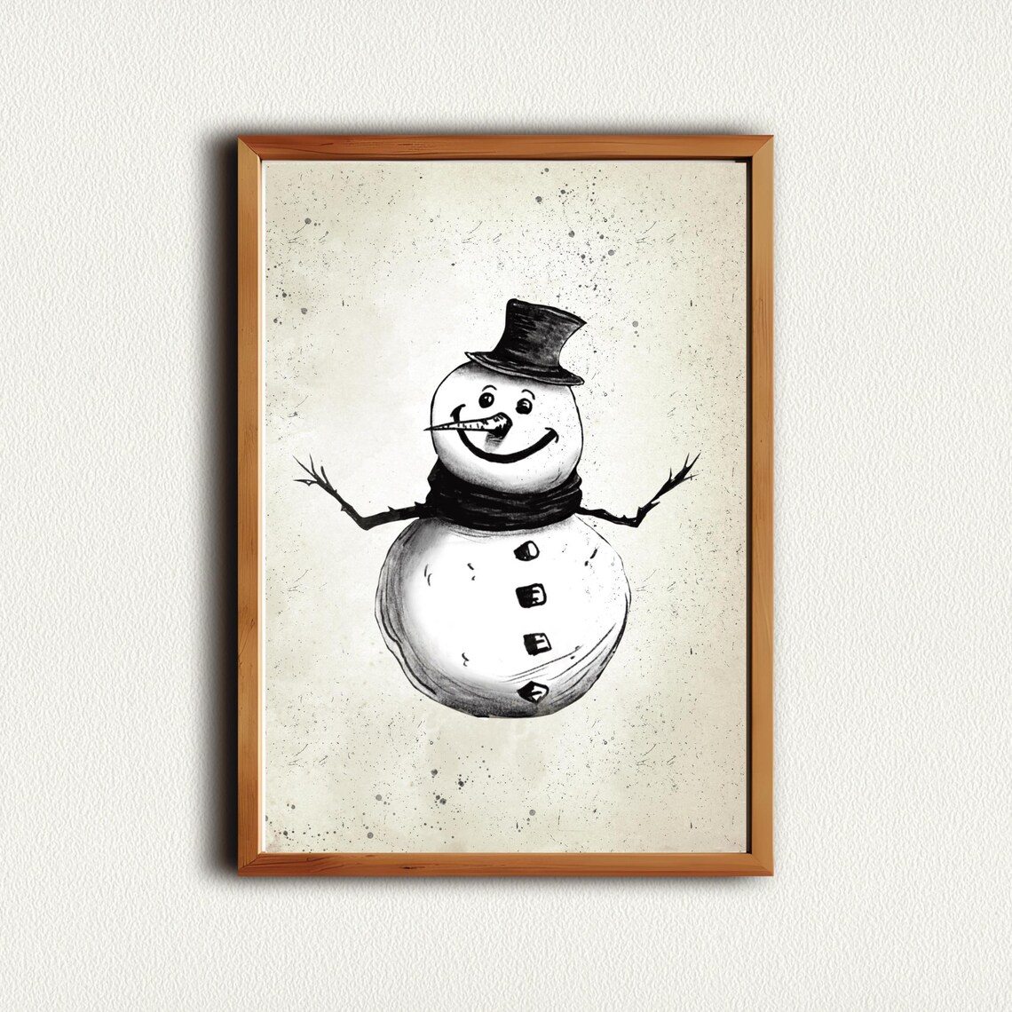 Smiling Snowman With Tall Black Top Hat and Scarf Vintage Poster - Image 4