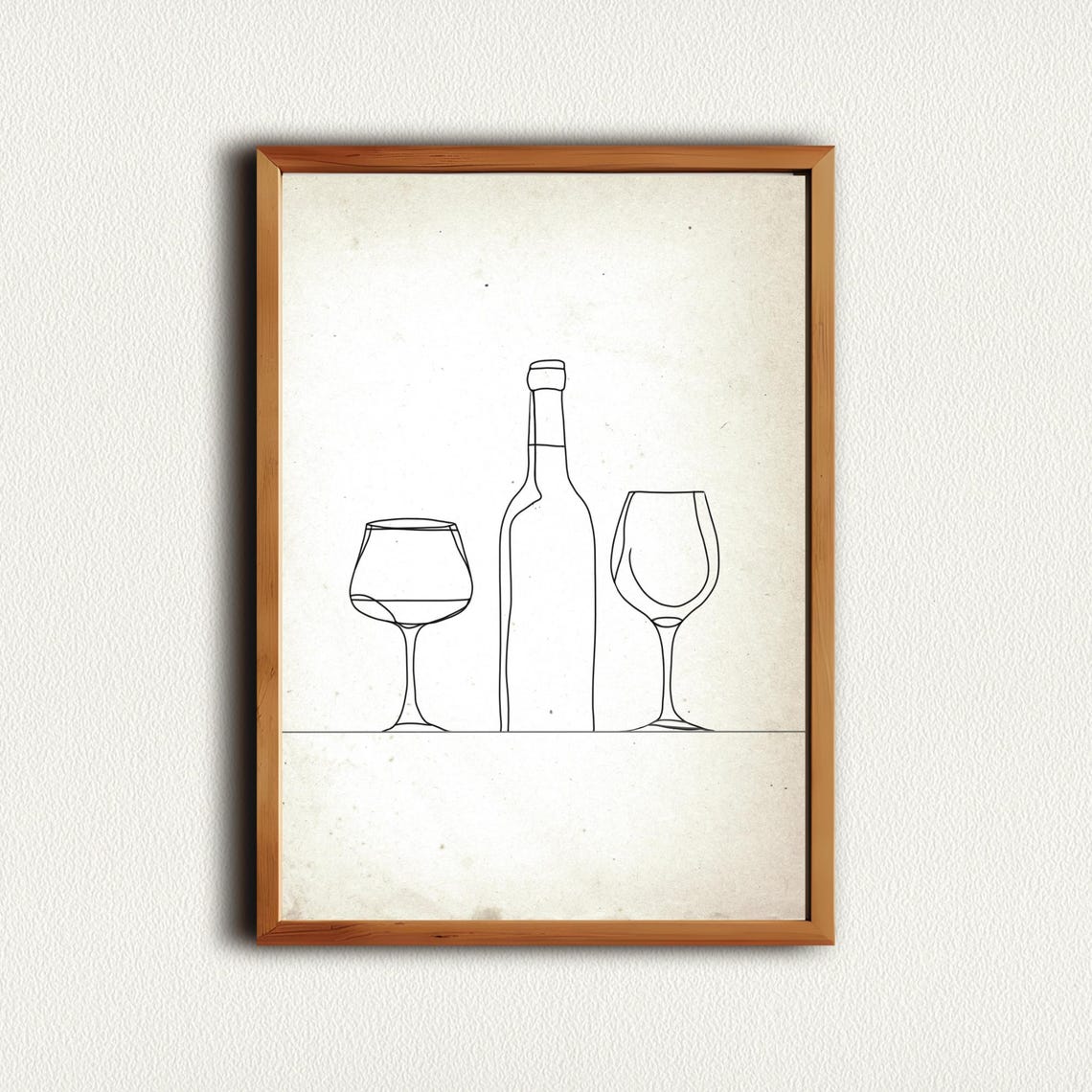 Minimalist Line Art Wine Bottle Glasses Kitchen Decor Poster - Image 4