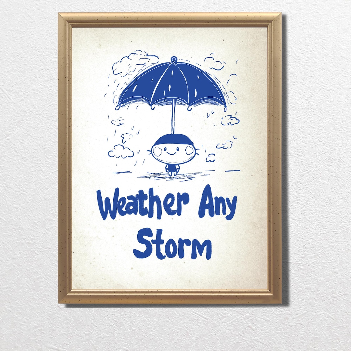 Weather Any Storm Cute Umbrella Rain Motivational Quote Poster - Image 3