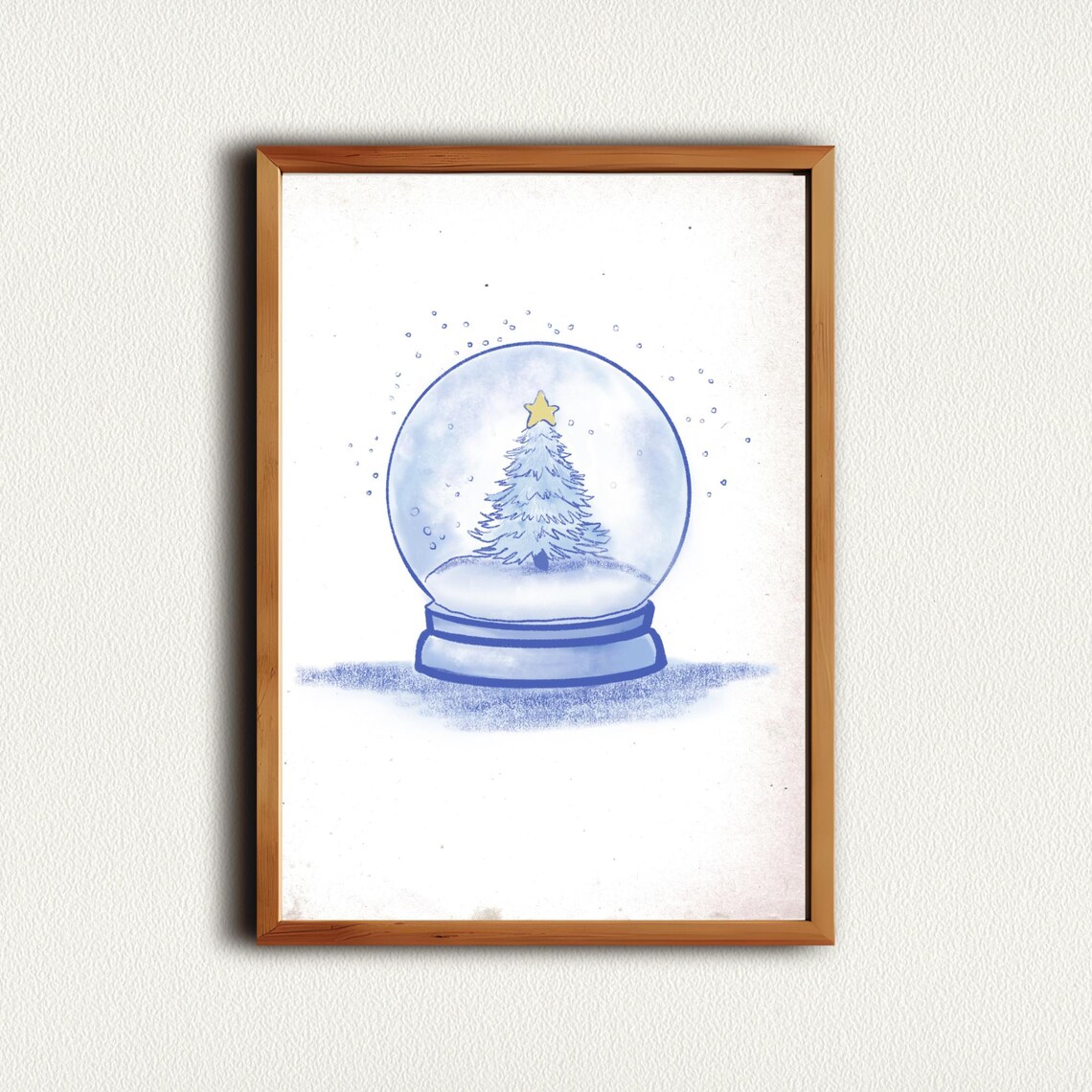 Christmas Tree Snow Globe In Blue Vintage Holiday Sketch Poster - Image 4