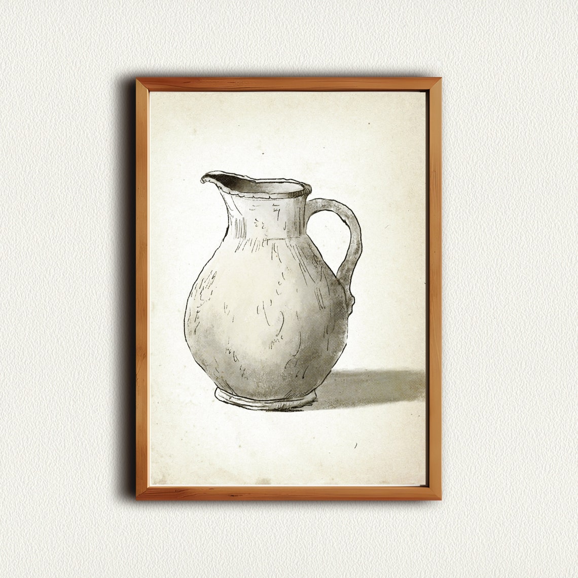 Vintage Rustic Pitcher Jug Ink Sketch Farmhouse Kitchen Print - Image 2
