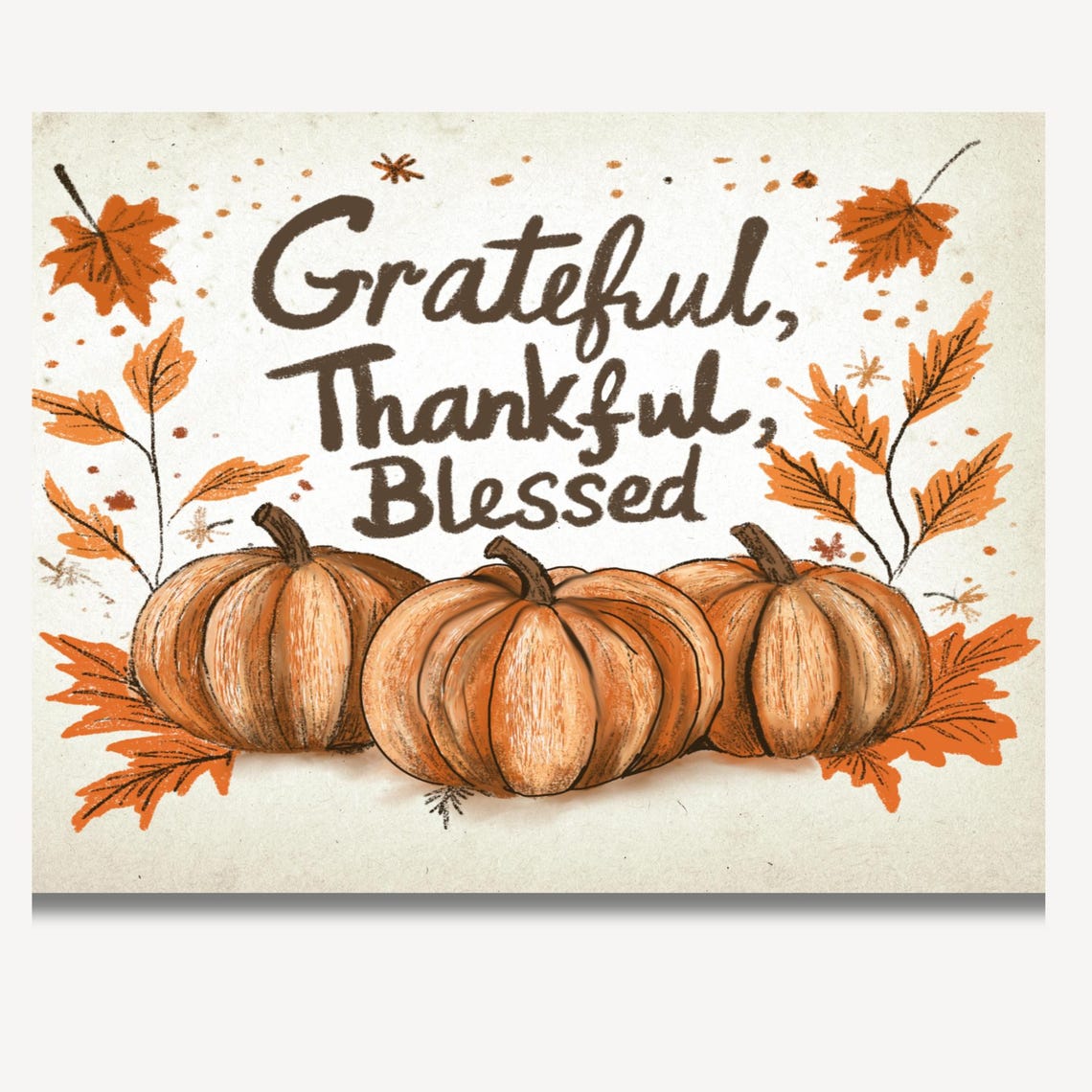 Grateful Thankful Blessed Harvest Pumpkins Fall Thanksgiving Poster - Image 2